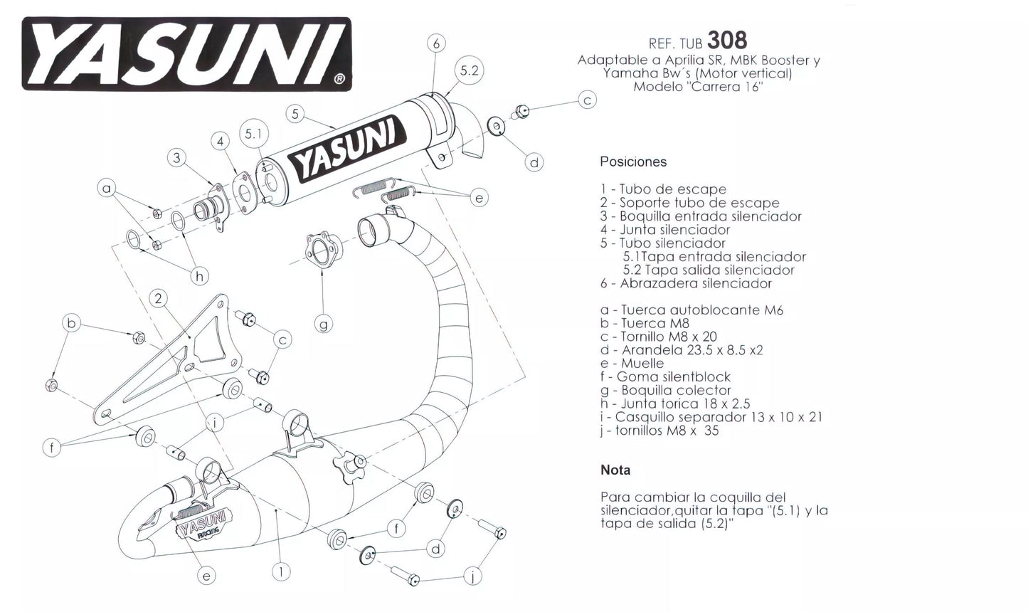 Avgassystem Yasuni C16 - Yamaha BW’s / Slider